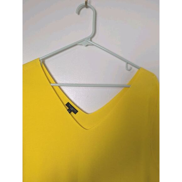 Talbots Yellow Knit Sweater Double V-Neck Cap Sleeve Size 2X Sunshine Yellow - Picture 3 of 7